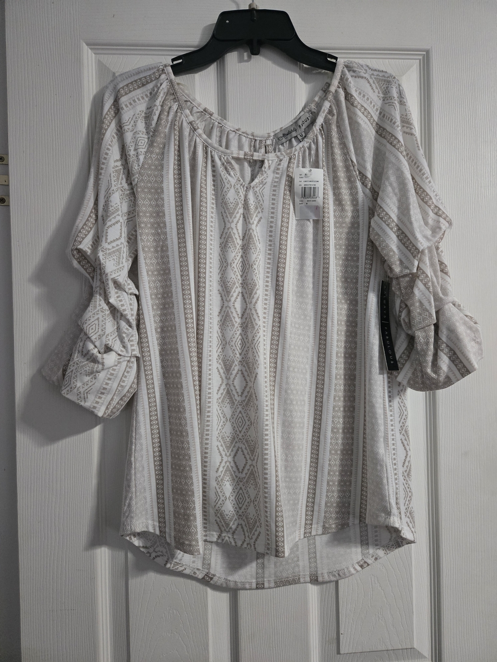 Almost Famous Cream & White Striped Peasant Blouse